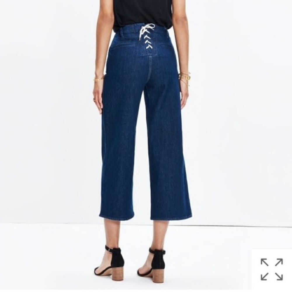 Madewell womens Wide-Leg Crop Jeans: Lace-Up Edition $148 F3533 W26.Waist 13.5"